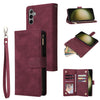 For Samsung Galaxy S25+ 5G Multifunctional Frosted Zipper Wallet Leather Phone Case(Wine Red)
