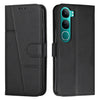 For vivo Y300 Global / V40 Lite IDN Stitching Calf Texture Buckle Leather Phone Case(Black)
