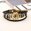 2 PCS Couple Lovers Jewelry Leather Braided Constellation Detail Hand Chain Bracelet, Size: 21*1.2cm