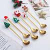 2pcs /Pack Christmas Dessert Fork And Spoon Set Portable Cute Cartoon Tableware, Style: Christmas Snowman Silver