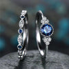 2 PCS/Set Women Fashion Zircon Gemstone Ring 9(Blue)