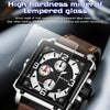 SANDA 5304 Quartz Men Watch Three Eyes Six Stitches Simple Calendar Waterproof Waist Watch(Belt Coffee)