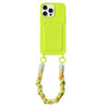 For iPhone 15 Pro Dopamine Card Slot Phone Case with Lanyard(Fluorescent Green)