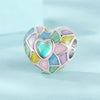 S925 Sterling Silver Platinum Plated Neon Color Love Heart-Shaped DIY Beads(SCC2708)