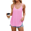 Women Tank Tops Summer Sleeveless Spaghetti Straps Camisole Top, Size: XXL(Bright Pink)