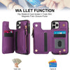 For iPhone 11 Pro Double Flap Zipper RFID Leather Phone Case with Short Lanyard(Dark Purple)