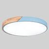 Wood Macaron LED Round Ceiling Lamp, White Light, Size:23cm(Blue)