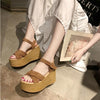 Sloppy Platform Suede Sandals, Shoes Size:39(Khaki)