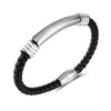 OPK PH1586 Simple Men Leather Bracelet Stainless Steel Magnetic Insert Buckle Bracelet, Color: Steel Color