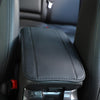 Car Center Console Cover Mat Fiber Leather Embossed Double Line Armrest Cover 32x19cm(Black and Red)