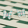 SCE1610 Sterling Silver S925 White Gold Plated Zircon Rhombus Spot Butterfly Stud Earrings