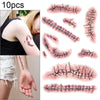 10pcs S-263 Halloween Terror Realistic Wound Injury Scar Temporary Tattoo Sticker