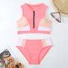 Woman Sexy Vest High Waist Two Piece Bikini Swimsuit, Size:XL(Pink)