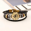2 PCS Couple Lovers Jewelry Leather Braided Constellation Detail Hand Chain Bracelet, Size: 21*1.2cm