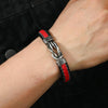 Simple Alloy Magnetic Clasp Leather Bracelet Personalized Braided Bracelet, Style: Black And Red 22.5cm