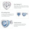 S925 Sterling Silver Heart Zircon Ear Stud Women Earrings(Blue)