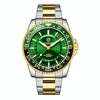 OCHSTIN 7019D Multifunctional Quartz Waterproof Luminous Steel Strap Men Watch(Green+Gold)