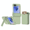 For Samsung Galaxy Z Flip6 5G Spring Rubber Chain Card Slot PC Folding Phone Case with Stand(Light Green)