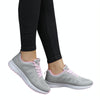 Mesh Breathable Flat Sneakers Running Shoes Casual Shoes for Women, Size:36(Gray Pink)