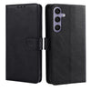 For Samsung Galaxy S25+ 5G Calf Texture Buckle Flip Leather Phone Case(Black)