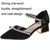 Pointed Toe Chunky Heel High Heels Single Shoes Women Buckle Sandals, Size: 39(Black)