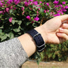 Washable Nylon Canvas Watchband, Band Width:22mm(Dark Blue with Silver Ring Buckle)