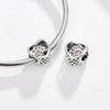 S925 Sterling Silver Heart Shaped Pet Paw Print Beads DIY Bracelet Beaded Accessories