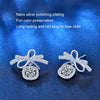 925 Silver Bow Earrings Simple Silver Needle Earrings(50 Points Mosan Diamond White Gold)