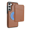 For Samsung Galaxy S23+ 5G Skin Feel Detachable Card Bag Magsafe Phone Case(Brown)