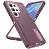 For Samsung Galaxy S25 Ultra 5G Rugged PC Hybrid Silicone Phone Case with Holder(Purple+Pink)
