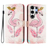 For Samsung Galaxy S24 Ultra 5G ENKAY Painted Leather Phone Case with Card Slots  Holder(Flamingo Pattern)