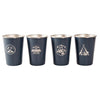 AOTU AT6657-2 4pcs Outdoor Camping Folding Stainless Steel Water Cup Set (Dark Blue)