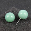 1 Pairs DIY Simple Round Natural Agate Stone Women All-match Stud Earrings(Green Jade)