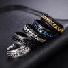 2 PCS Men Stainless Steel Embossed Turnable Chain Rings, Color: Black(12)