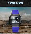 SANDA418 Square Wristwatch Swimming Waterproof Alarm Night light Male Student Watch Simple Fashion Sports Watch(Black)