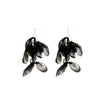 Long Exaggerated Fabric Art Handmade Petal Earrings, Color: E1908-33 Black