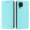 For Samsung Galaxy M32 4G Global / M22 RC01 Dual-Folded Magnetic Suction RFID Leather Phone Case(Mint Green)