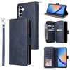For Samsung Galaxy A35 5G 9-Card Slots Zipper Wallet Bag Leather Phone Case(Blue)