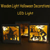 Wooden Halloween Witch Pumpkin Haunted House LED Lights Three-Dimensional Ornaments(JM01499)
