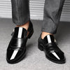 Men Business Dress Pointed Toe Slip-On Shoes, Size:39(Black)