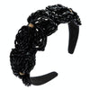 Ladies Handmade Crystal Flower-shaped Super Flashing Wide-brimmed Headband Hipster Hair Press(Black)