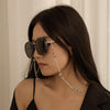 Mask Anti-Lost Beads Hanging Chain Fashion Crystal Beads Small Flower Glasses Chain(Blue Flowers)