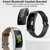 K50+ 0.96 inch Leather Band Earphone Detachable Life Waterproof Smart Watch Support Bluetooth Call(Black)