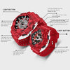 SANDA Three-Pin Luminous Outdoor Waterproof Multifunctional Couple Electronic Watch(Men Line Red)
