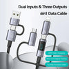 USAMS 60W 6 in 1 Digital Display Fast Charging Cable, Length:2m(Titanium Gray)