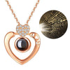 100 Language I Love You Projective Girl Two Heart Pendant Necklace Jewelry