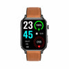 F100 1.7 inch HD Square Screen Leather Strap Smart Watch Supports Body Temperature Monitoring/Blood Oxygen Monitoring(Brown)