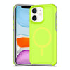 For iPhone 11 Shockproof MagSafe Armor PC Hybrid TPU Phone Case(Fluorescent Green+Gray)