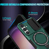 For Samsung Galaxy S24 FE 5G Sliding Camshield MagSafe Holder TPU Hybrid PC Phone Case(Deep Green)