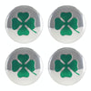 4 in 1 Car Four Leaf Clover Pattern Wheel Hub Decorative Sticker Silver, Diameter: 5.8cm